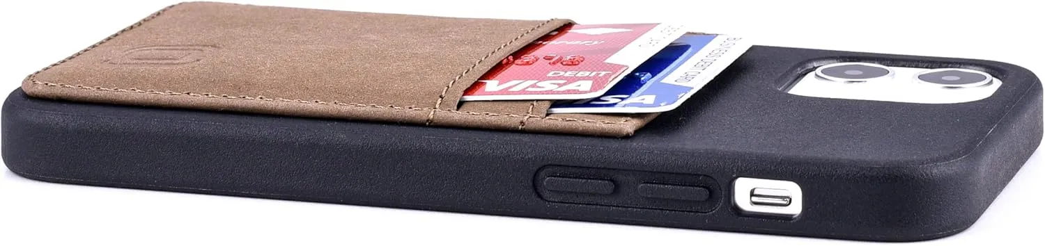 Dockem BIO Wallet Case for iPhone 12 and iPhone 12 Pro: Sensible Materials, Magnetic Mounting & 2 Credit Card Holder Slots (6.1" M2B, Black and Tan)