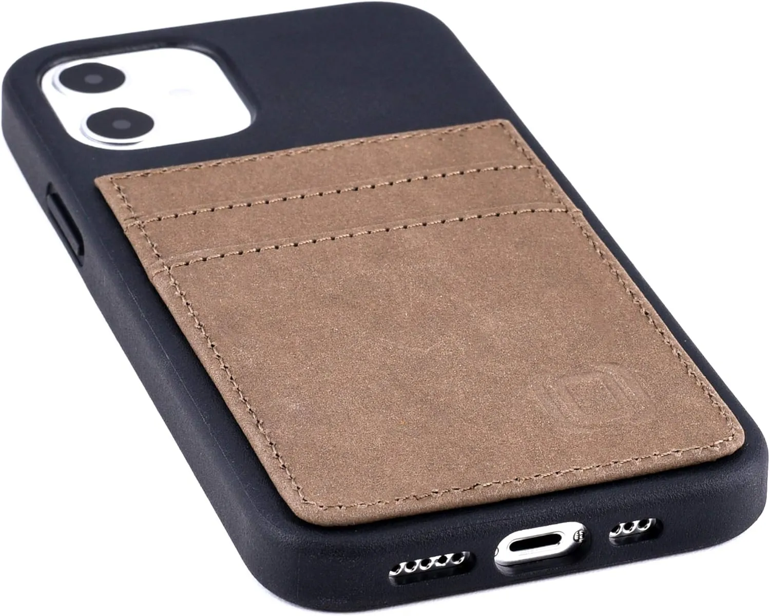 Dockem BIO Wallet Case for iPhone 12 and iPhone 12 Pro: Sensible Materials, Magnetic Mounting & 2 Credit Card Holder Slots (6.1" M2B, Black and Tan)