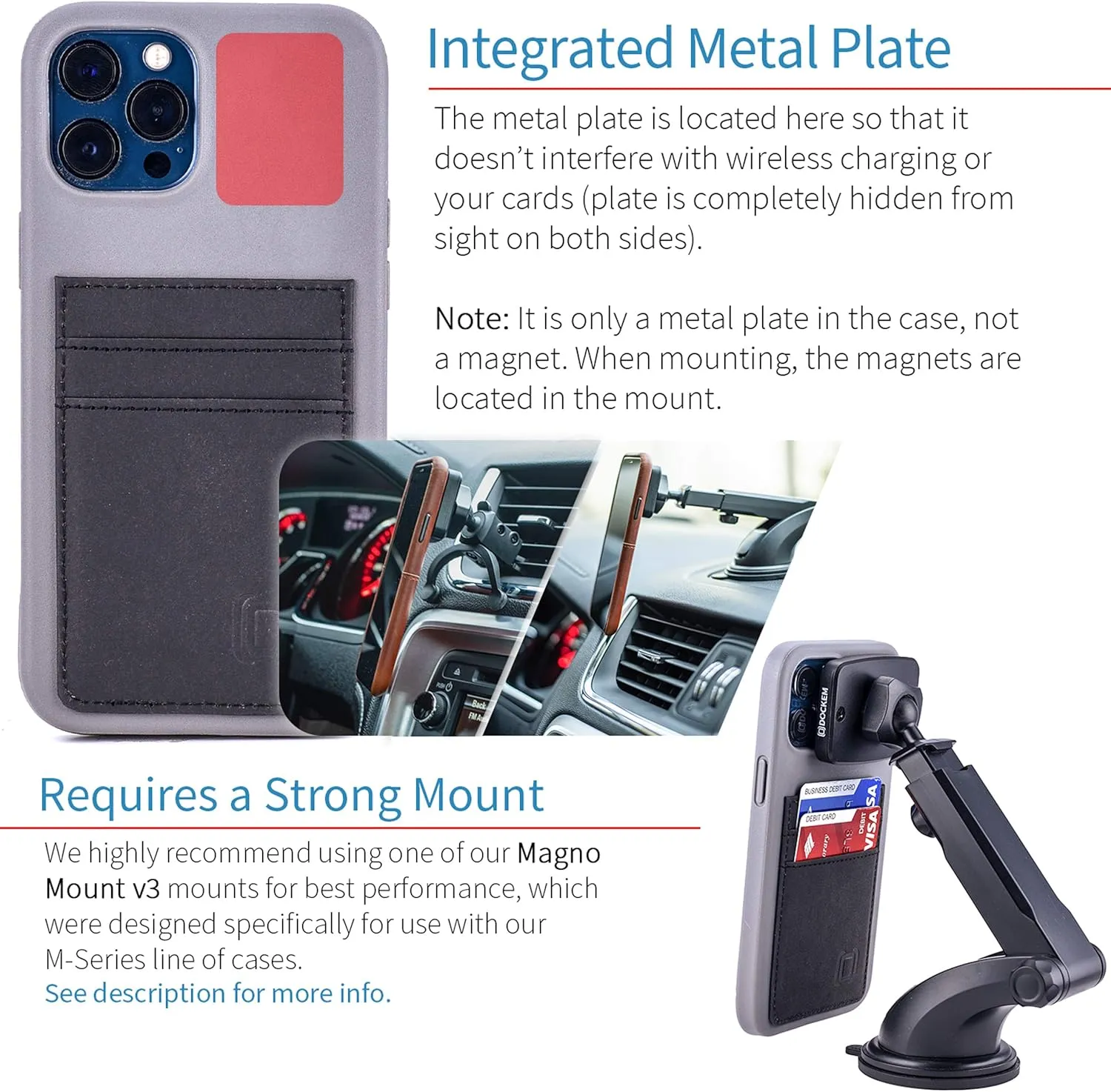 Dockem BIO Wallet Case for iPhone 12 Pro Max: Sensible Materials, Magnetic Mounting & 2 Credit Card Holder Slots (6.7" M2B, Grey and Black, R2)