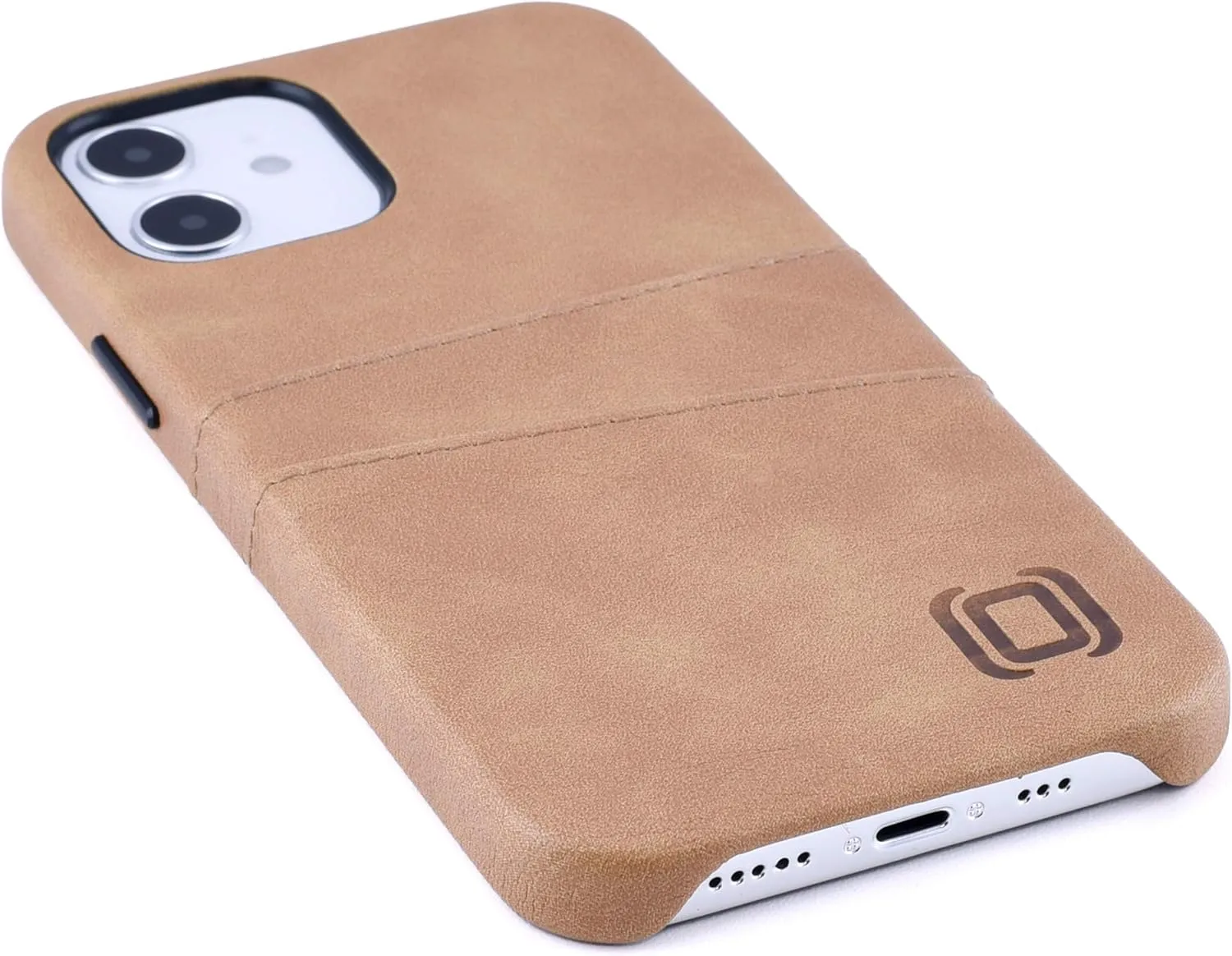 Dockem Wallet Case for iPhone 12 & iPhone 12 Pro: Built-in Metal Plate for Magnetic Mounting & 2 Credit Card Holders: 6.1" Exec M2, Smooth Synthetic Leather (Khaki Tan)
