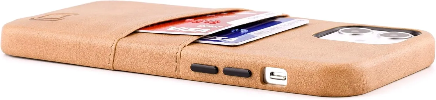 Dockem Wallet Case for iPhone 12 & iPhone 12 Pro: Built-in Metal Plate for Magnetic Mounting & 2 Credit Card Holders: 6.1" Exec M2, Smooth Synthetic Leather (Khaki Tan)