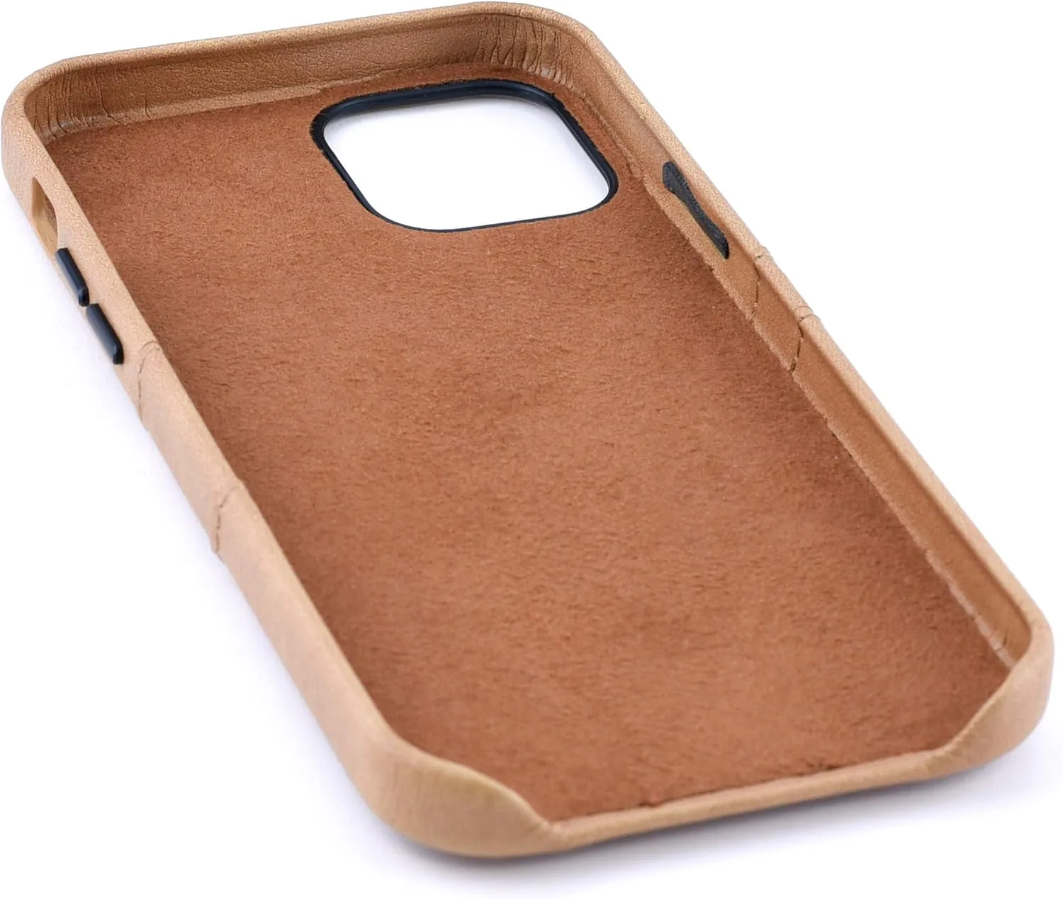 Dockem Wallet Case for iPhone 12 & iPhone 12 Pro: Built-in Metal Plate for Magnetic Mounting & 2 Credit Card Holders: 6.1" Exec M2, Smooth Synthetic Leather (Khaki Tan)