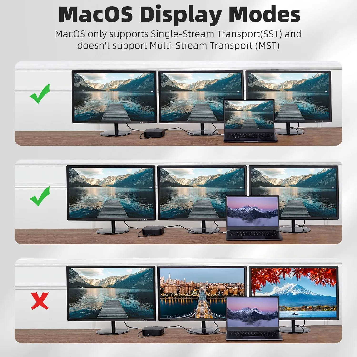 Docking Station 3 Monitors USB C, 13-in-1, Triple Display-4K HDMI & DisplayPort Dual Monitors, 5Gbps USB-C/A Data Transfer, 100W Laptop-Charging, Gigabit Ethernet, Audio, Black