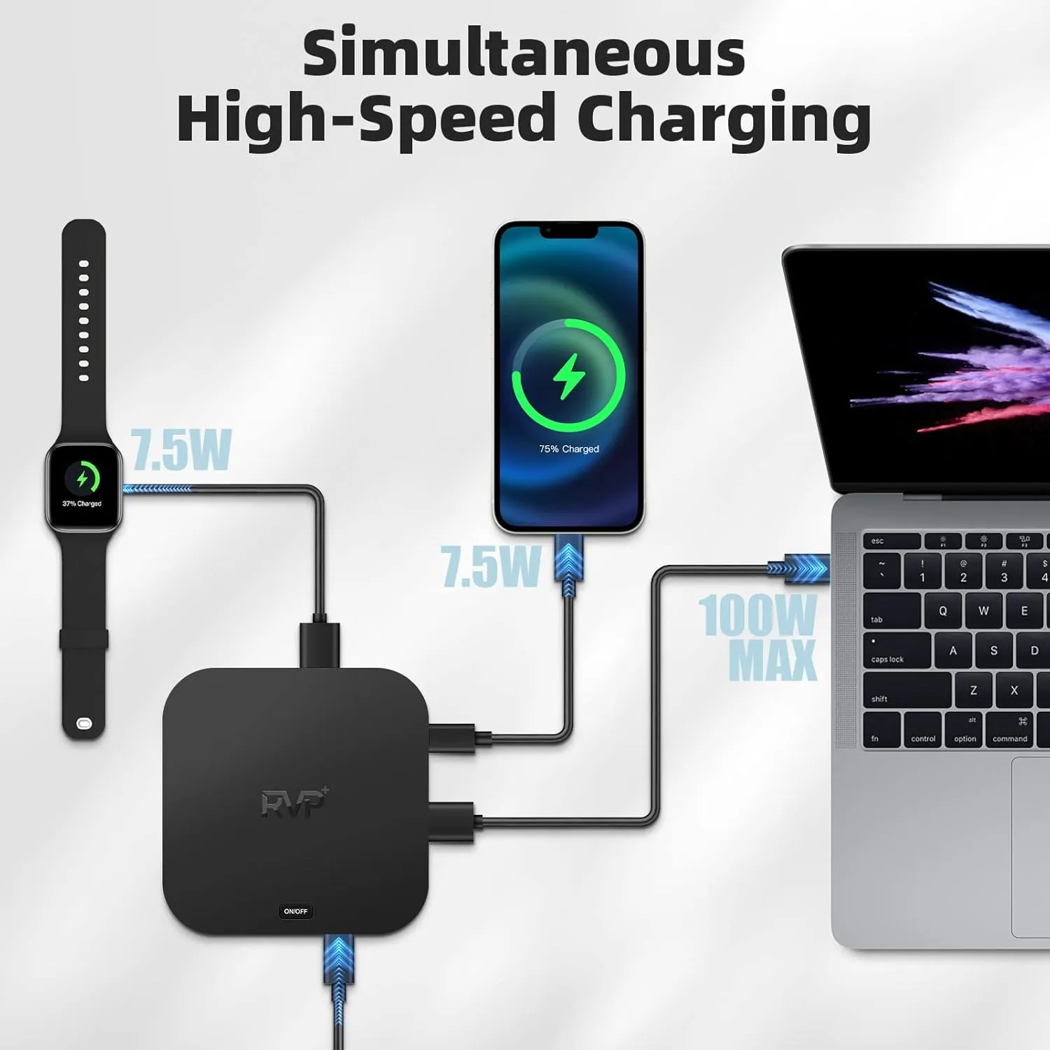 Docking Station 3 Monitors USB C, 13-in-1, Triple Display-4K HDMI & DisplayPort Dual Monitors, 5Gbps USB-C/A Data Transfer, 100W Laptop-Charging, Gigabit Ethernet, Audio, Black