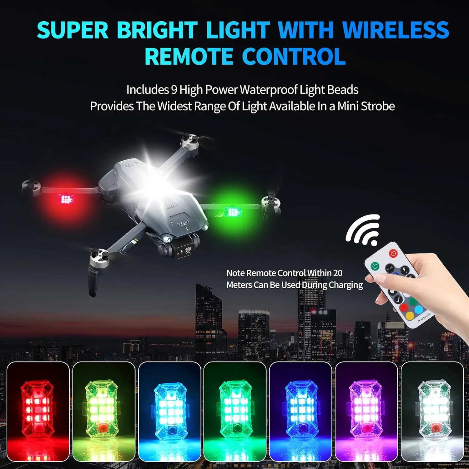 Drone Waterproof Mini Strobe Light, Anti-Collision Light, Rechargeable Drone Lights for Night Flying for DJI Neo/Avata 2/Air 3S/Mini 4 Pro/Mini 4K/Most RC Drone Accessories (4PCS)