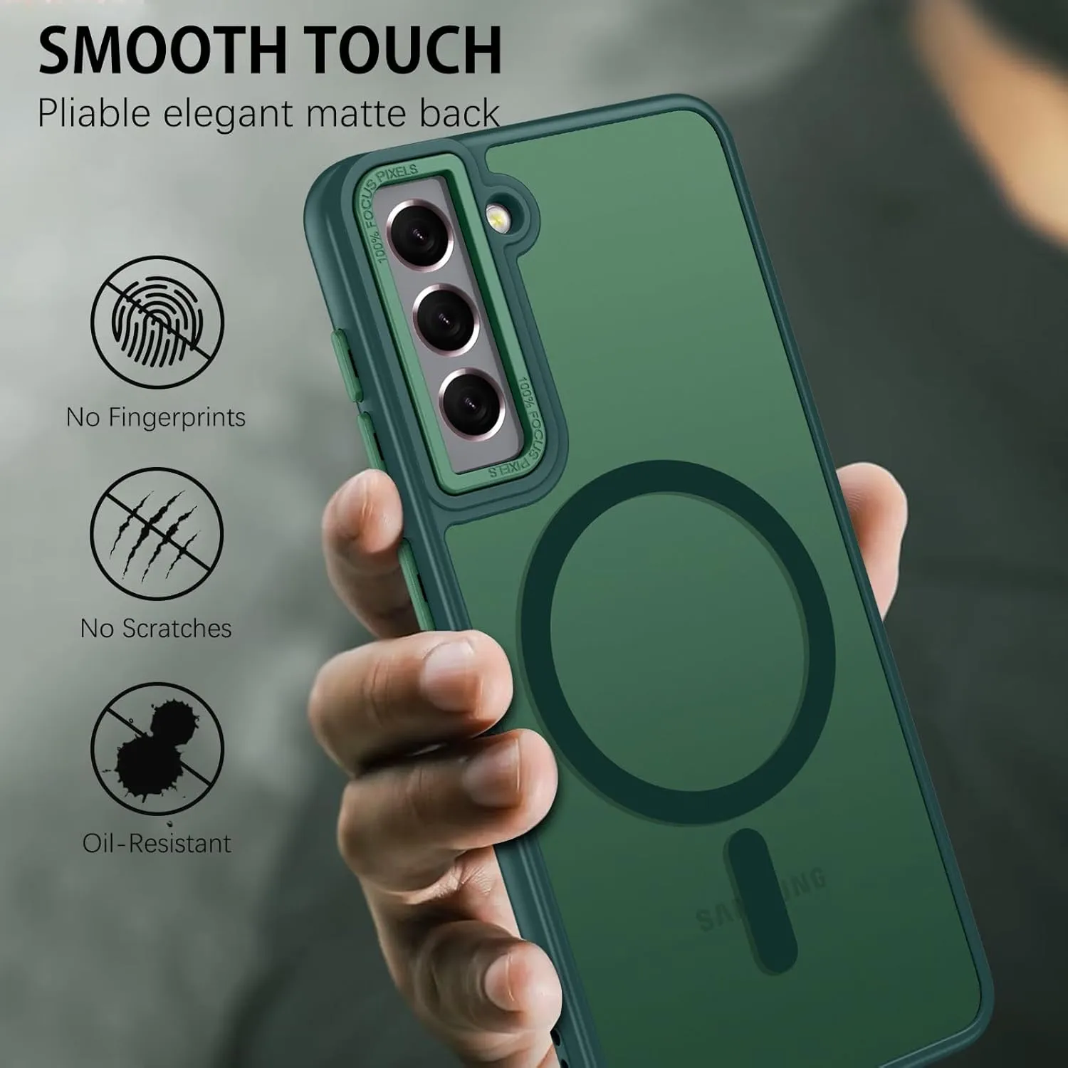 DUEDUE for Samsung Galaxy S21 Case Magnetic[Compatible with Magsafe], Translucent Matte Back Anti-Scratch Full Body Protective Cover Shockproof Phone Case for Samsung S21 6.2", Green