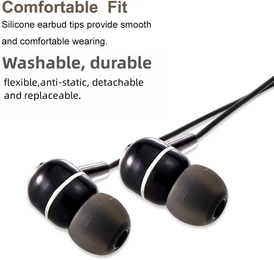 Earbud Tips Soft Silicone Earbuds Replacement Tips Fit for in-Ear Headphones(Inner Hole from 3.8mm -4.2mm Earphones) 9 Pairs S/M/L,Black