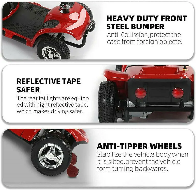 Electric Mobility Scooter 4-Wheel 180W  Safe, Durable, Adjustable Ride