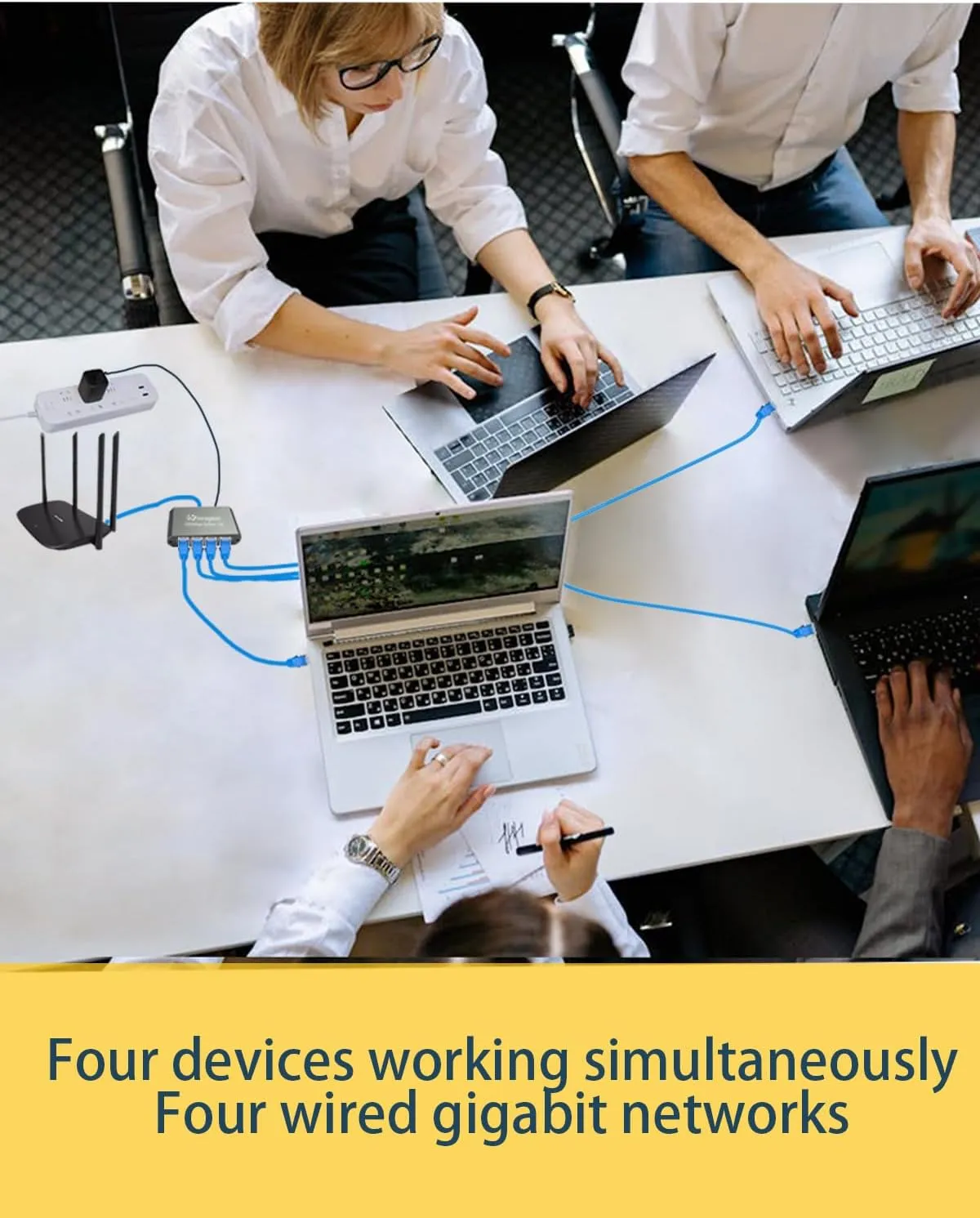 Ethernet Splitter, ethernet hub 4 Port gigabit,Ethernet Splitter 1 to 4,Network hub,Internet Switch 4 Port,netgear Switch (4 Devices Working simultaneously with Gigabit Network)