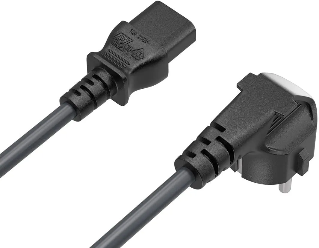 European Power Cord - 3 Pin Connector for Computers, TVs, Monitors, & More, (CEE 7/7 to IEC320 C13) (EU Europe)