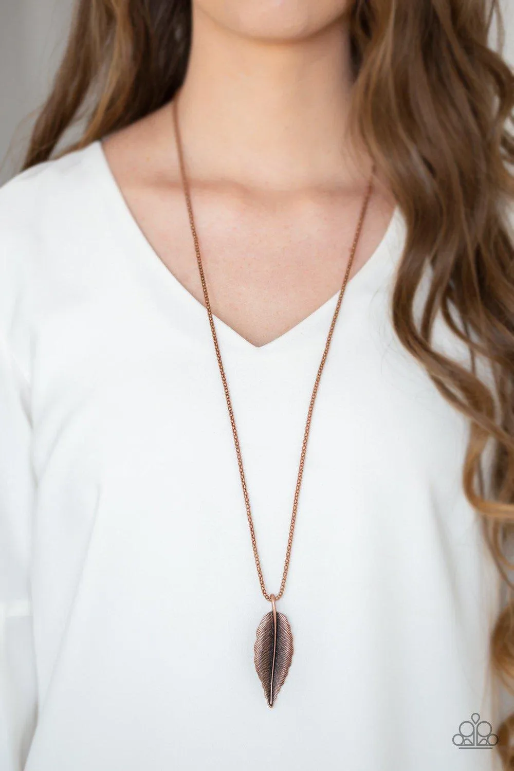 Feather Forager Brass Feather Necklace - Paparazzi Accessories