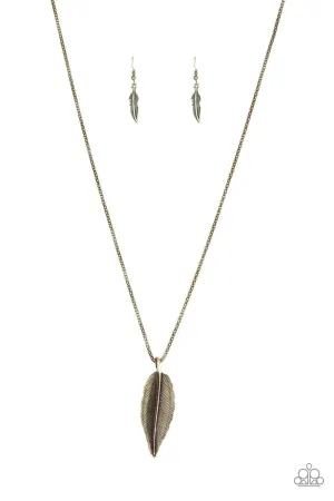 Feather Forager Brass Feather Necklace - Paparazzi Accessories