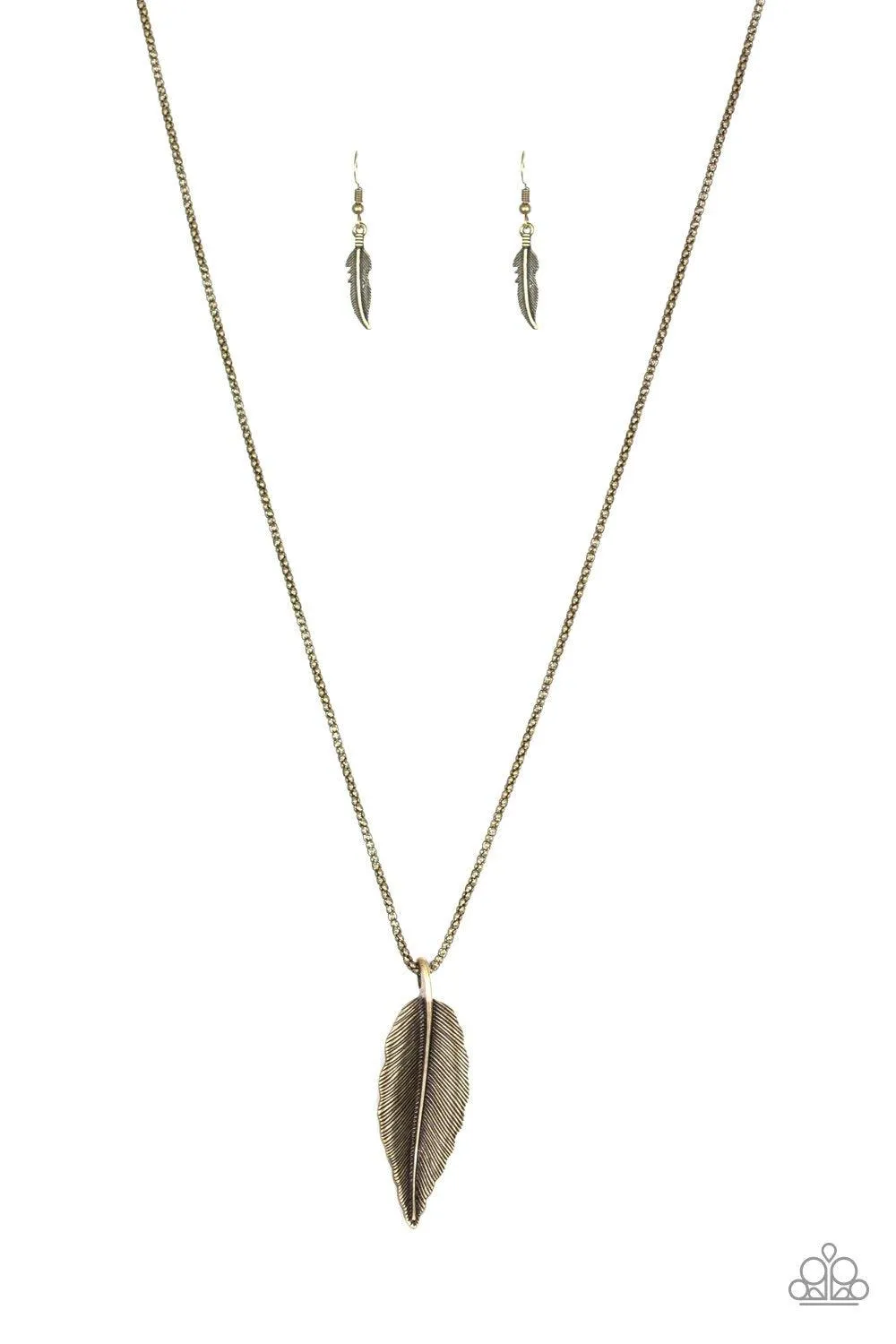 Feather Forager Brass Feather Necklace - Paparazzi Accessories
