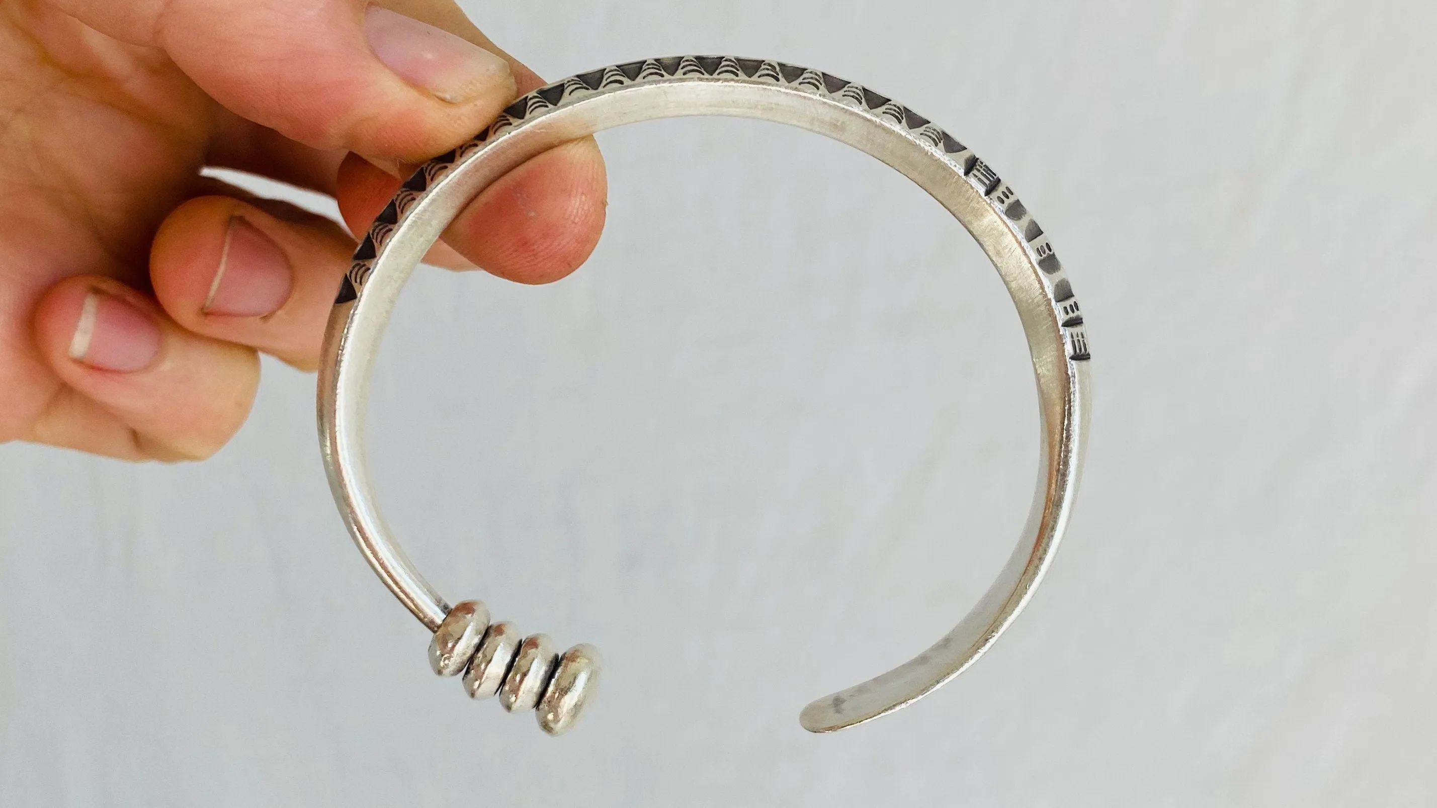 Fine Silver Bangle from the Karen Hill Tribe. Stamped