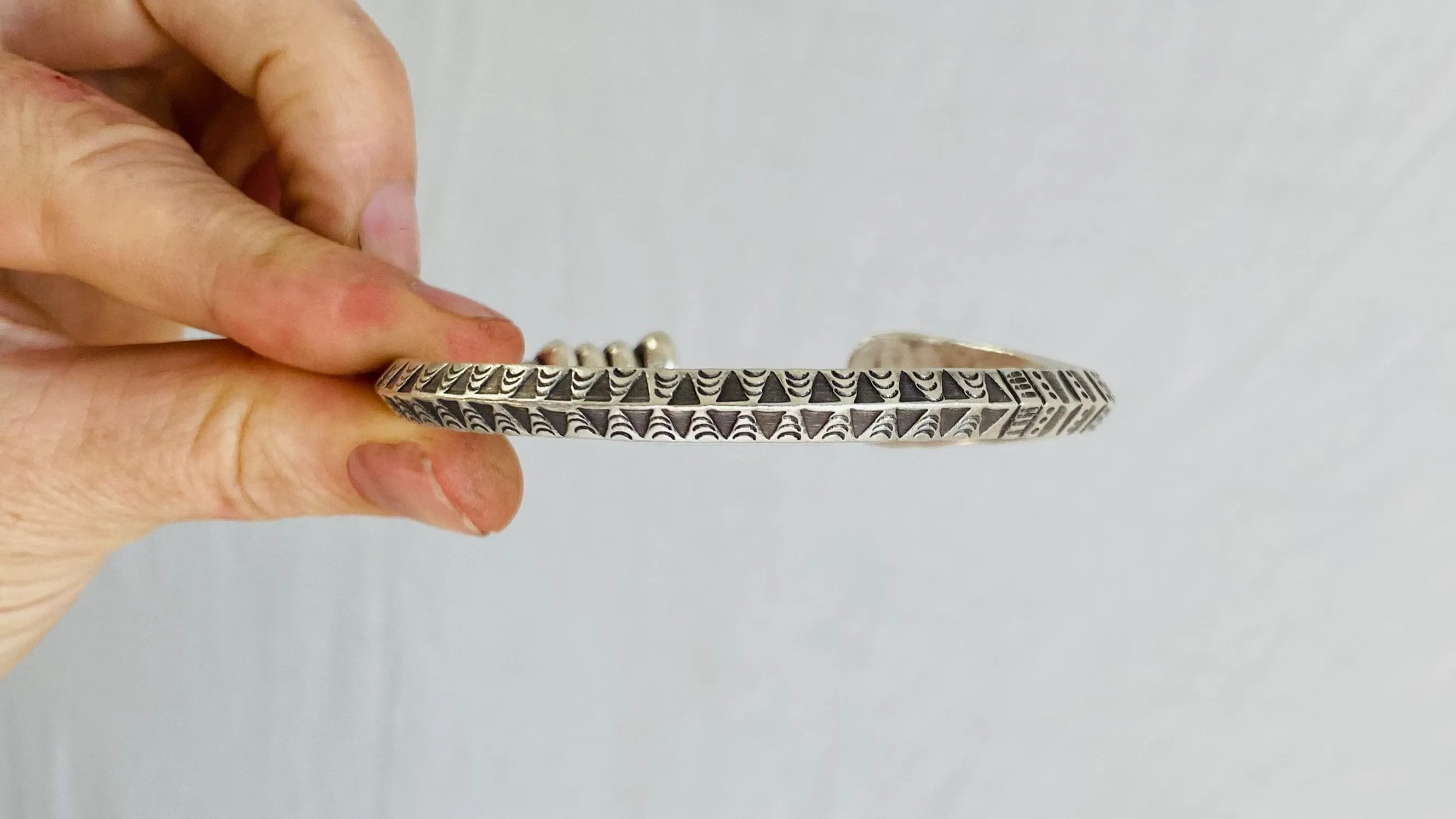 Fine Silver Bangle from the Karen Hill Tribe. Stamped