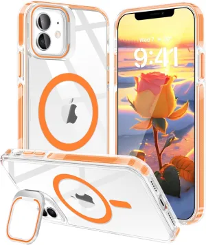 Fingic for iPhone 11 Case [with Camera Stand Ring Holder Kickstand][Compatible with Magsafe] Support Magnetic Car Mount Upgraded Camera Protection Thin Shockproof Protective Case for iPhone 11,Orange