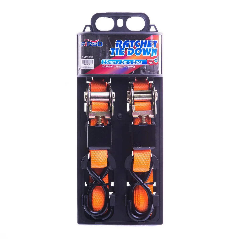 FIRSD Heavy Duty Ratchet Tie Down Strap Orange 2.5 x 500 cm (2pcs)