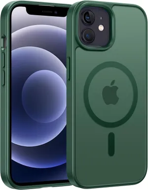 FNTCASE for iPhone 12 Phone Case: for iPhone 12 Pro Magnetic Matte Textured Military Grade Drop Protection Translucent Cell Cover - Slim Durable Shockproof Protective Bumper
