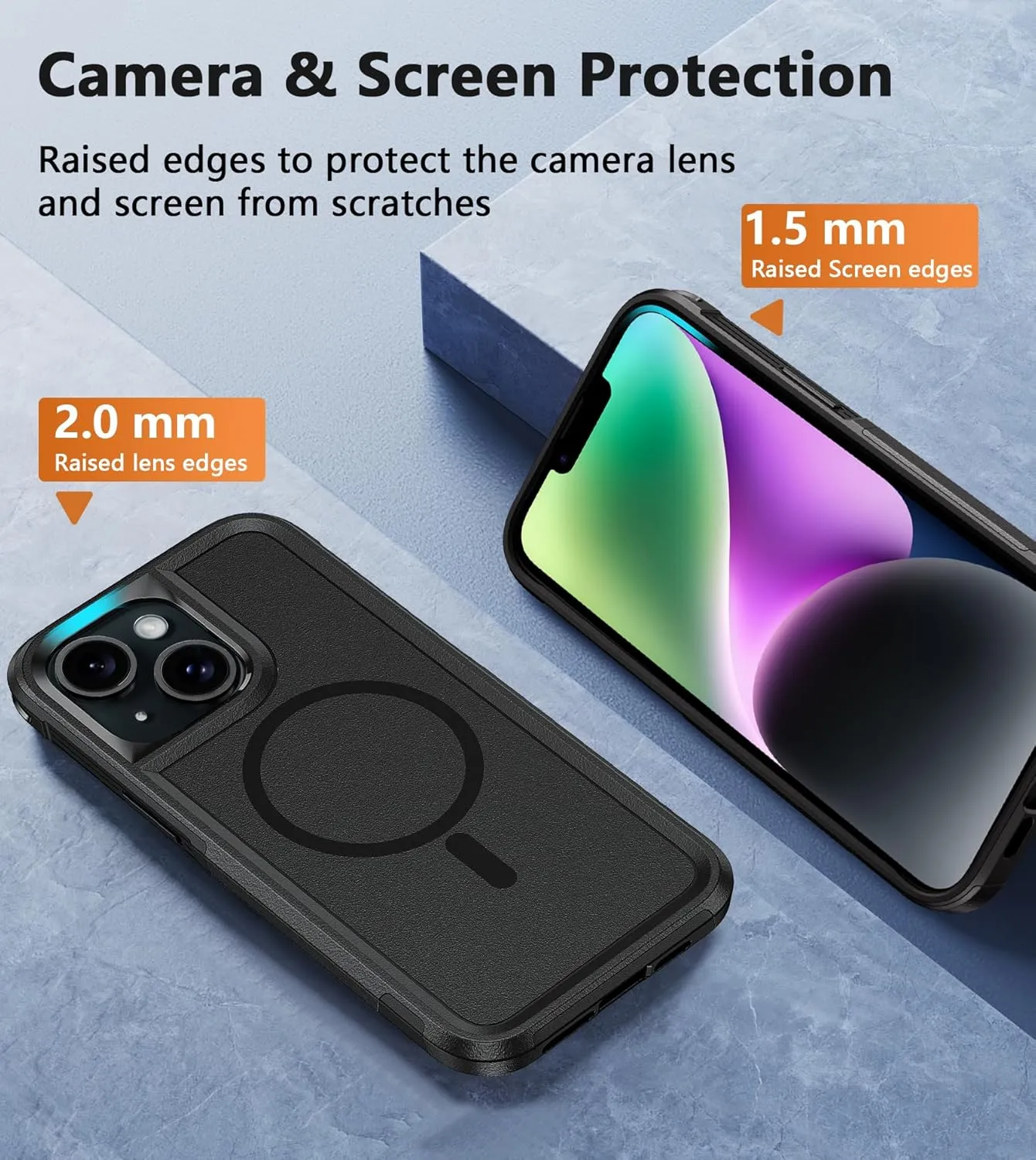 FNTCASE for iPhone 13/14 Magnet Case: iPhone 16e Magnetic Dual Layer Military Grade Drop Shockproof Protection Cell Phone Cover - Rugged Durable Heavy Duty Protective Bumper Tough Black
