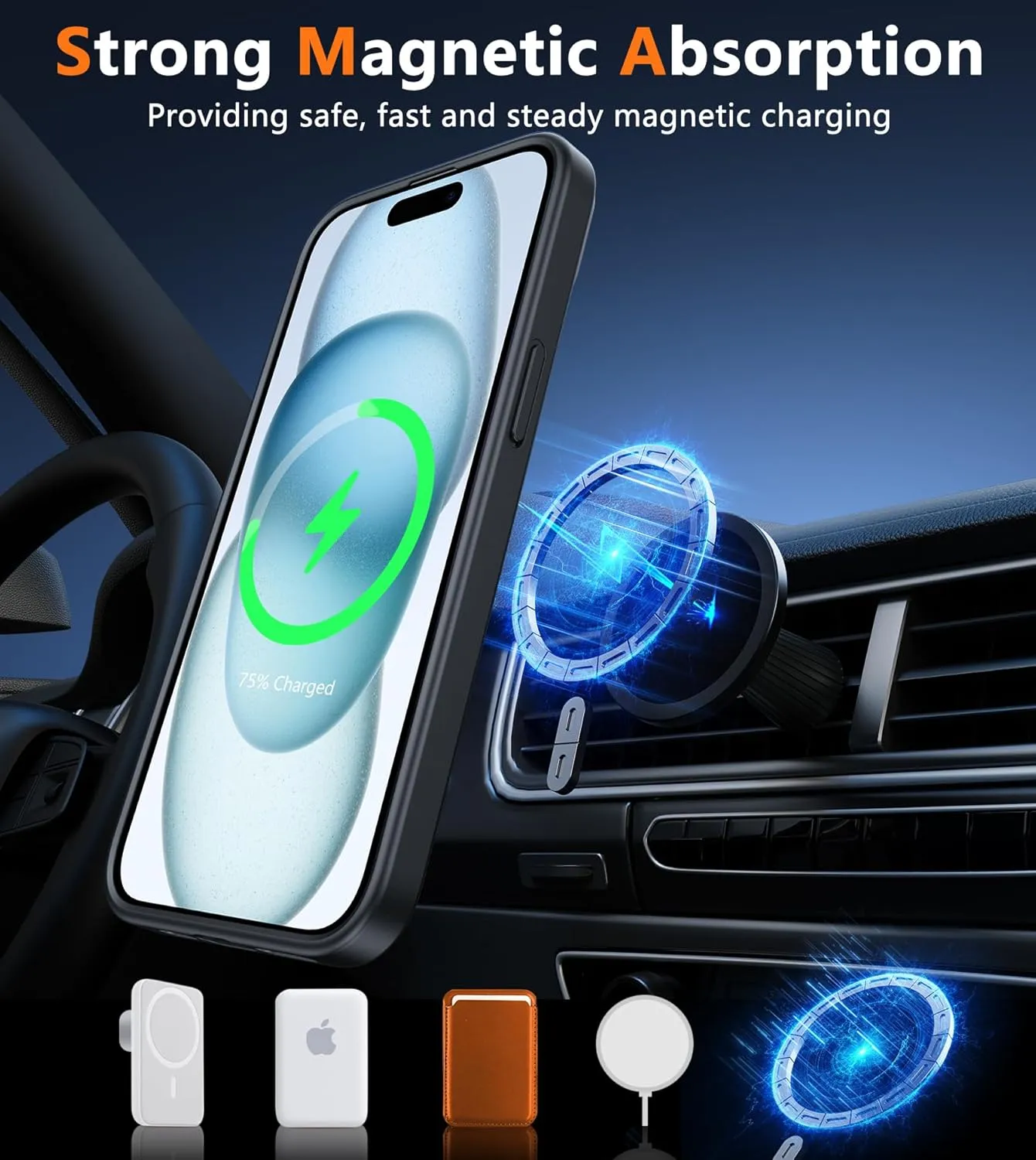 FNTCASE for iPhone 15 Case: for iPhone 14 & iPhone 13 Case | Magnetic Frosted Translucent Slim Shockproof Cell Phone Cover | Military Grade Protection Drop Proof Tough Protective Cases - Black