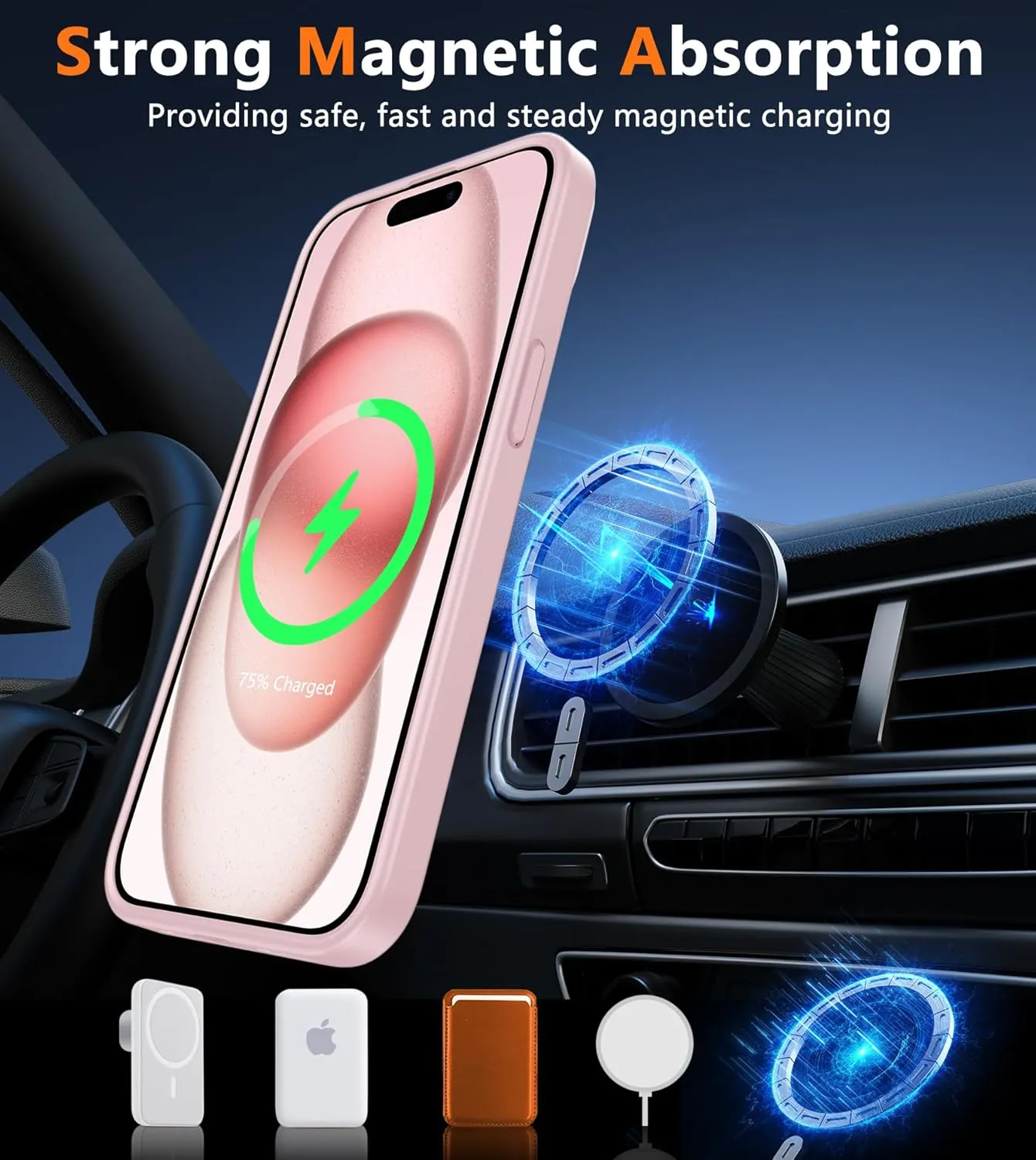 FNTCASE for iPhone 15 Case: for iPhone 14 & iPhone 13 Case | Magnetic Frosted Translucent Slim Shockproof Cell Phone Cover | Military Grade Protection Drop Proof Tough Protective Cases - Pink