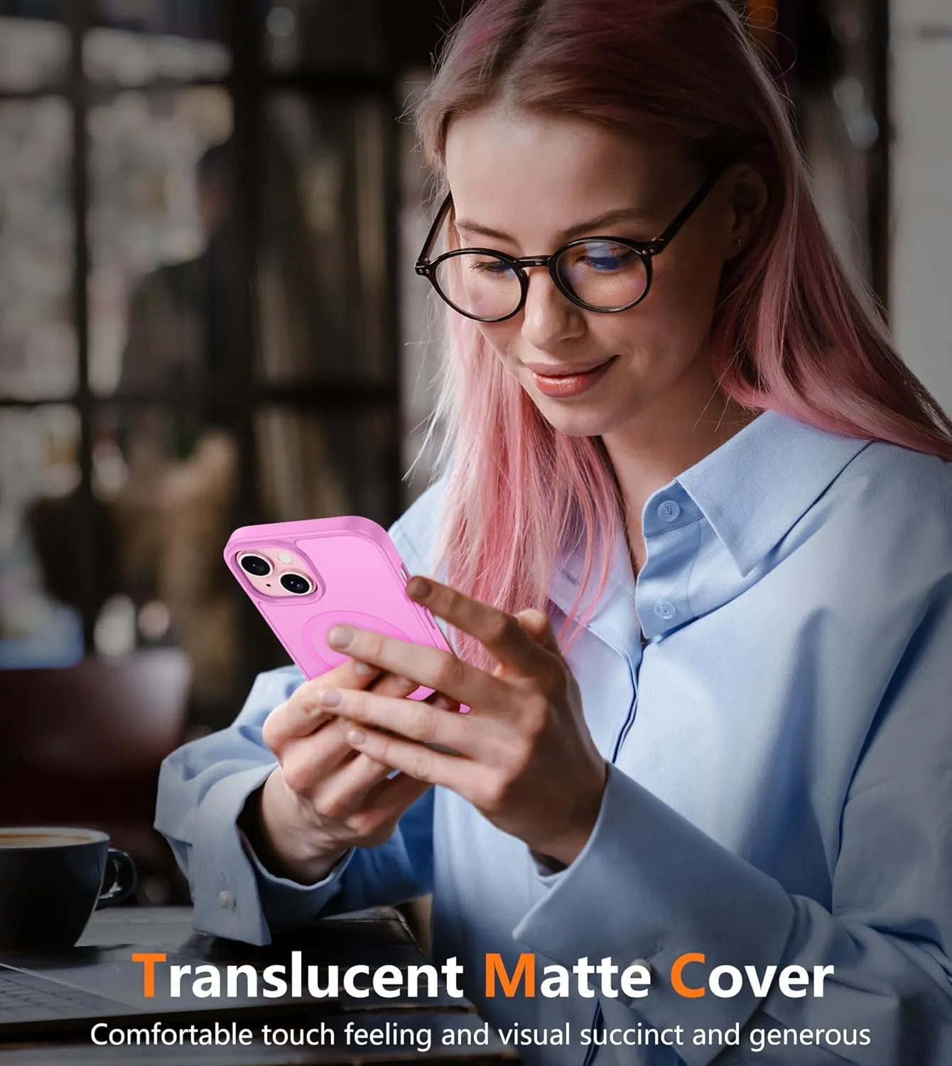 FNTCASE for iPhone 15 Case: for iPhone 14 & iPhone 13 Case | Magnetic Frosted Translucent Slim Shockproof Cell Phone Cover | Military Grade Protection Drop Proof Tough Protective Cases - Sakura Pink