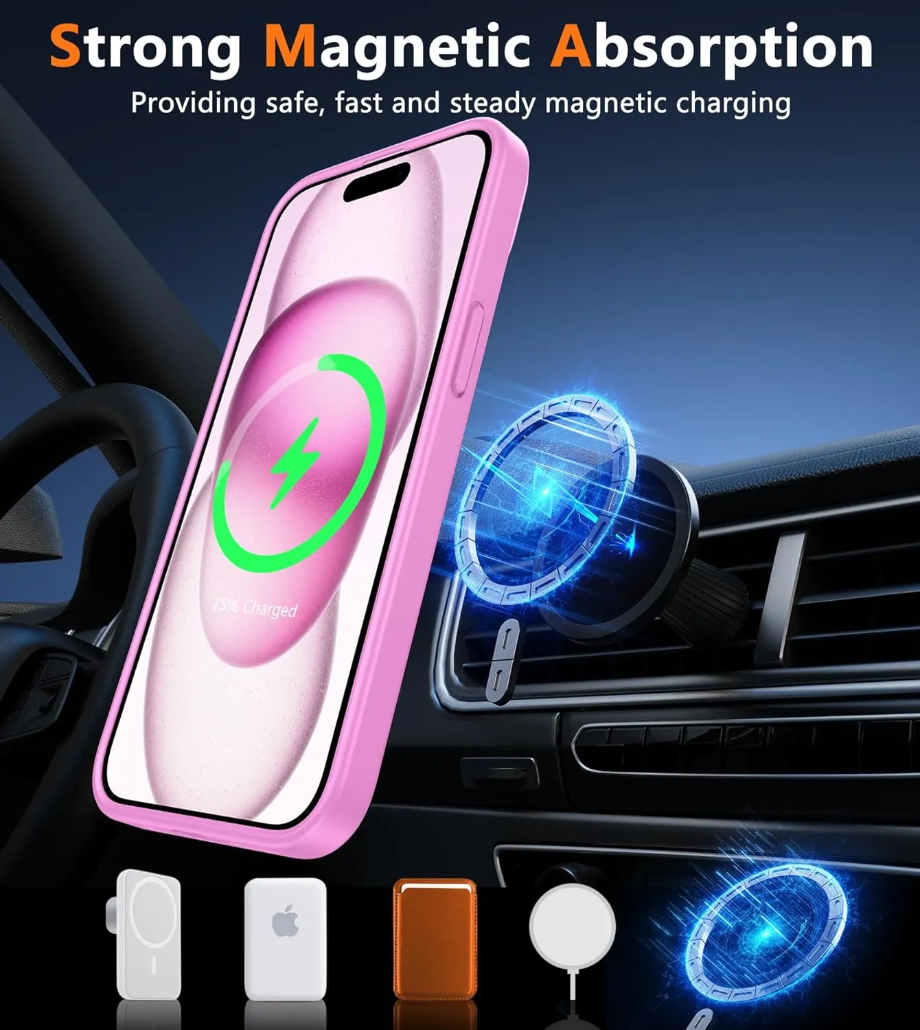 FNTCASE for iPhone 15 Case: for iPhone 14 & iPhone 13 Case | Magnetic Frosted Translucent Slim Shockproof Cell Phone Cover | Military Grade Protection Drop Proof Tough Protective Cases - Sakura Pink