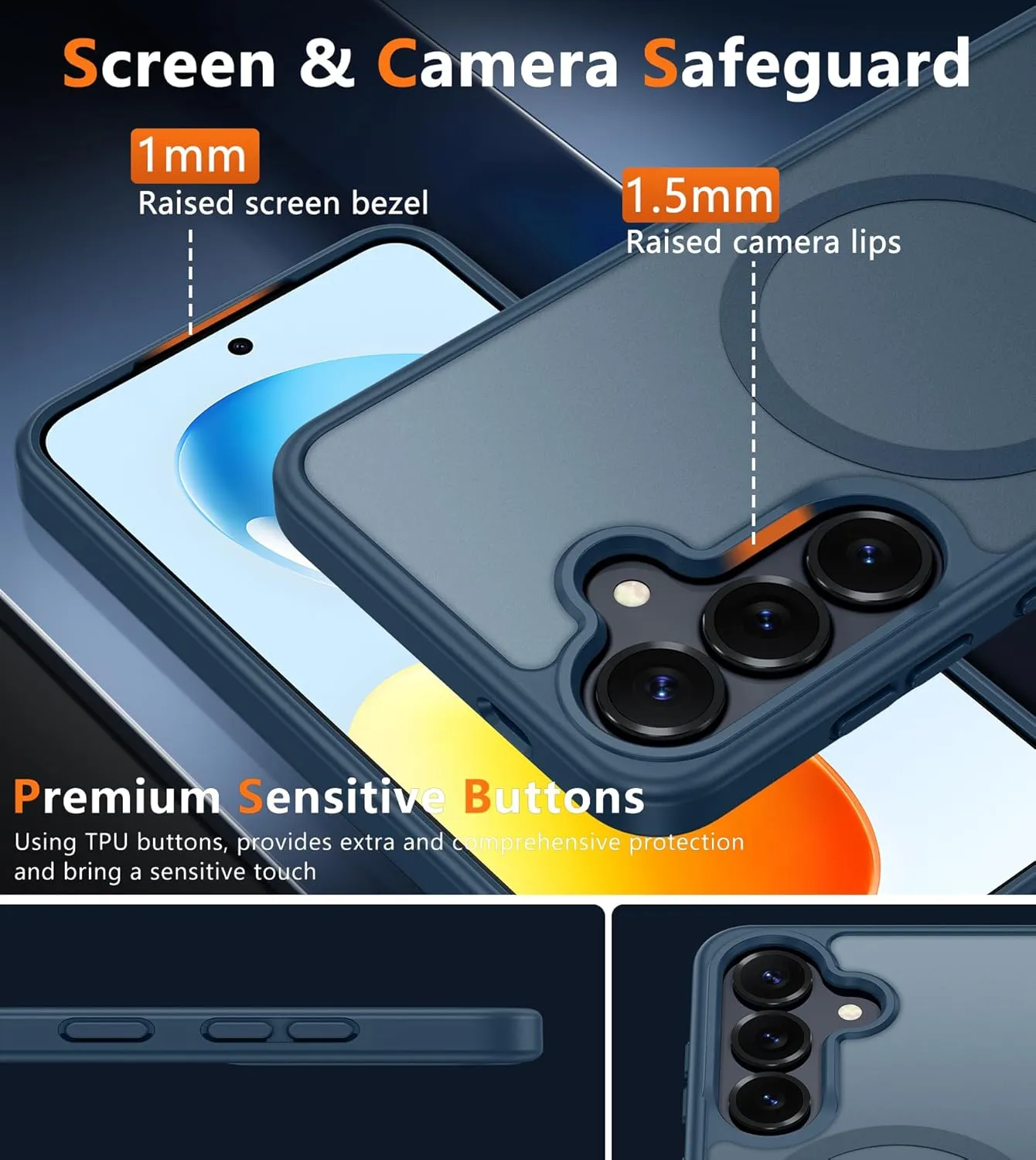 FNTCASE for Samsung Galaxy S25 Case: Magnetic Translucent Matte Shockproof Slim Cell Phone Cover - Military Grade Drop Proof Hard Back Anti-Fingerprint Protective Case (6.2 inch/Blue)