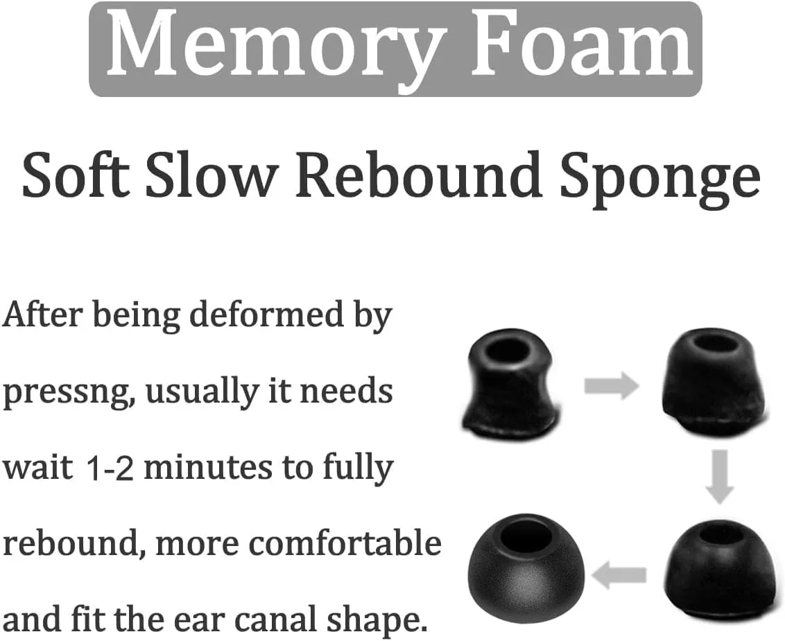 Foam Ear Tips Noise Canceling Memory Foam Eartips Ear Cap Replacement Ear Tip Compatible with Ear Fun Air Pro 4 Earbuds, Free Pro 3, Free 2S, Air Pro 3, Air 2, L/M/S 3 Size 6 Pairs,Black 2146P