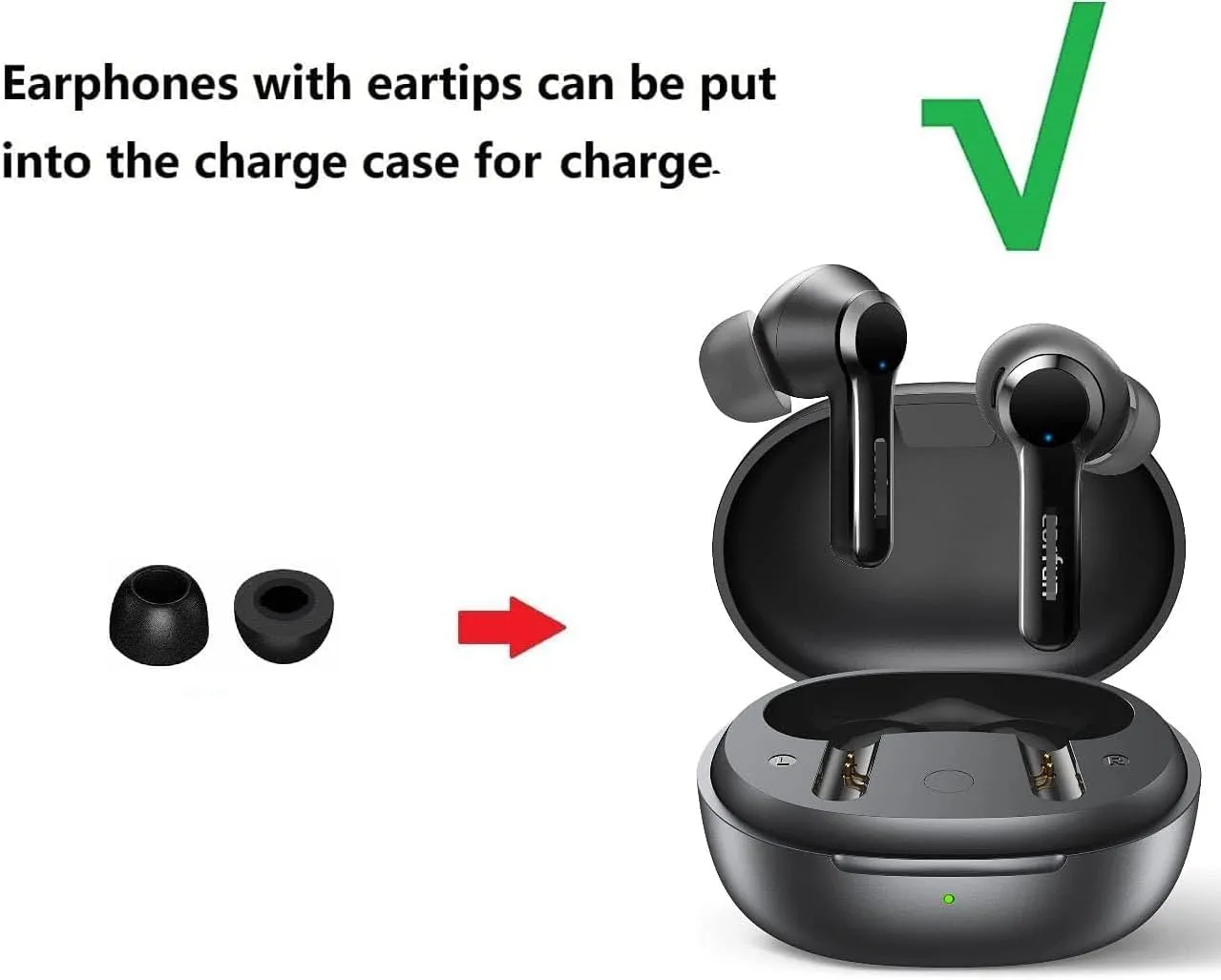 Foam Ear Tips Noise Canceling Memory Foam Eartips Ear Cap Replacement Ear Tip Compatible with Ear Fun Air Pro 4 Earbuds, Free Pro 3, Free 2S, Air Pro 3, Air 2, L/M/S 3 Size 6 Pairs,Black 2146P