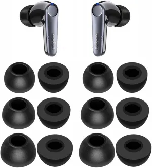 Foam Ear Tips Noise Canceling Memory Foam Eartips Ear Cap Replacement Ear Tip Compatible with Ear Fun Air Pro 4 Earbuds, Free Pro 3, Free 2S, Air Pro 3, Air 2, L/M/S 3 Size 6 Pairs,Black 2146P