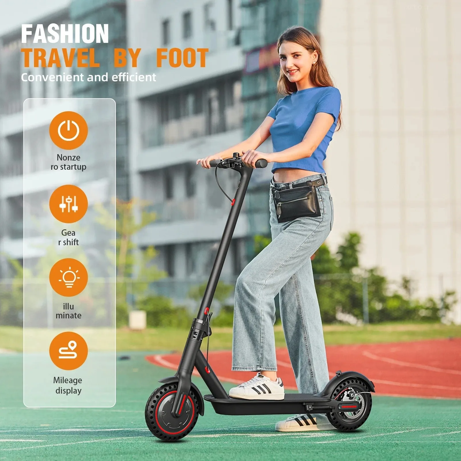 Foldable Electric Scooter  350W Motor, 19 MPH, 19-Mile Range, App-Controlled
