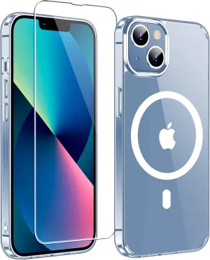 for iPhone 13 Case,[Compatible with Magsafe][Anti-Yellowing] with Screen Protector,Slim Thin 10 FT Shockproof Phone Case 6.1 inch-Clear