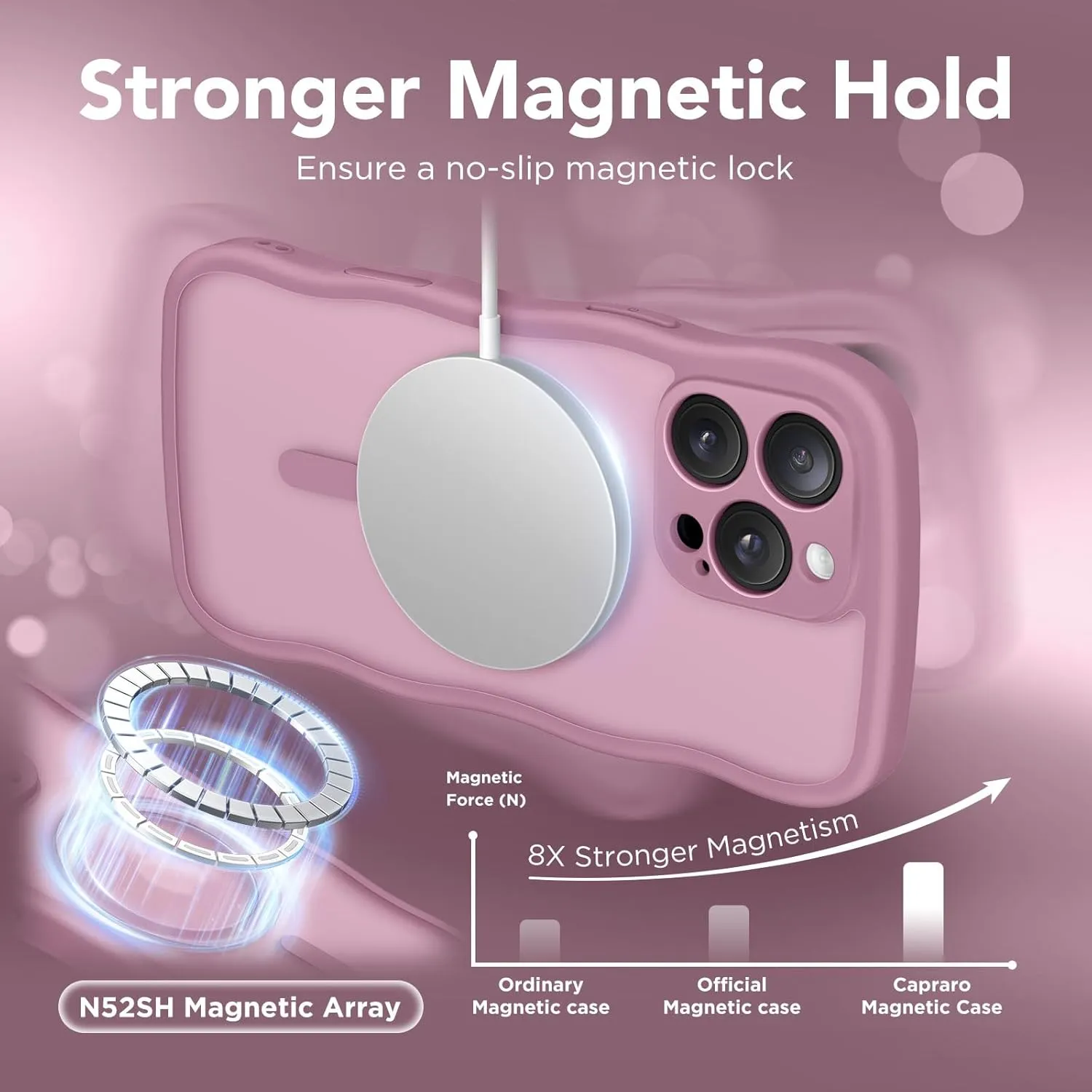 for iPhone 16 Pro Max Case for Women Girls, Upgraded [Full Camera Protection] [Compatible with MagSafe] Cute Wave Translucent Matte Phone Case for iPhone 16 Pro Max, Black Currant