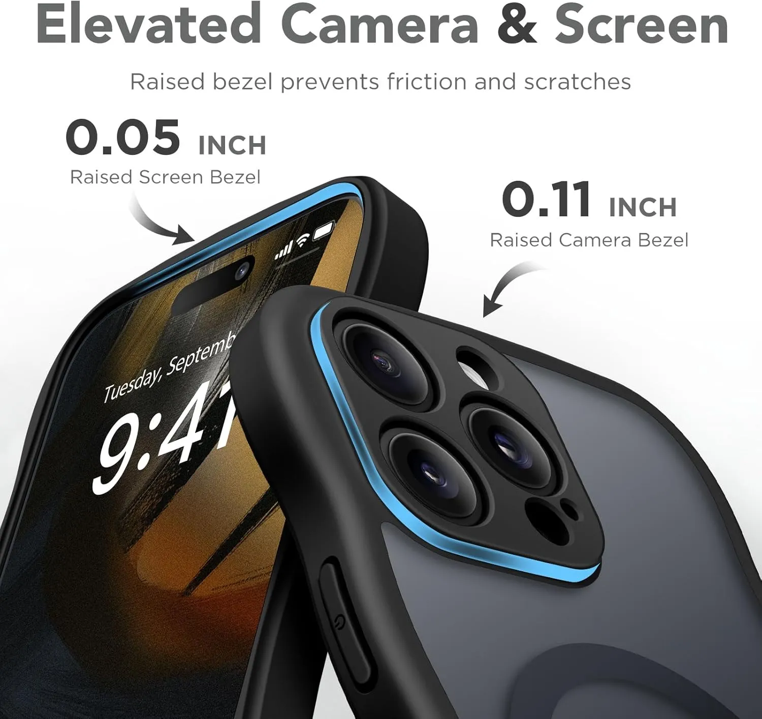 for iPhone 16 Pro Max Case for Women Girls, Upgraded [Full Camera Protection] [Compatible with MagSafe] Cute Wave Translucent Matte Phone Case for iPhone 16 Pro Max, Black