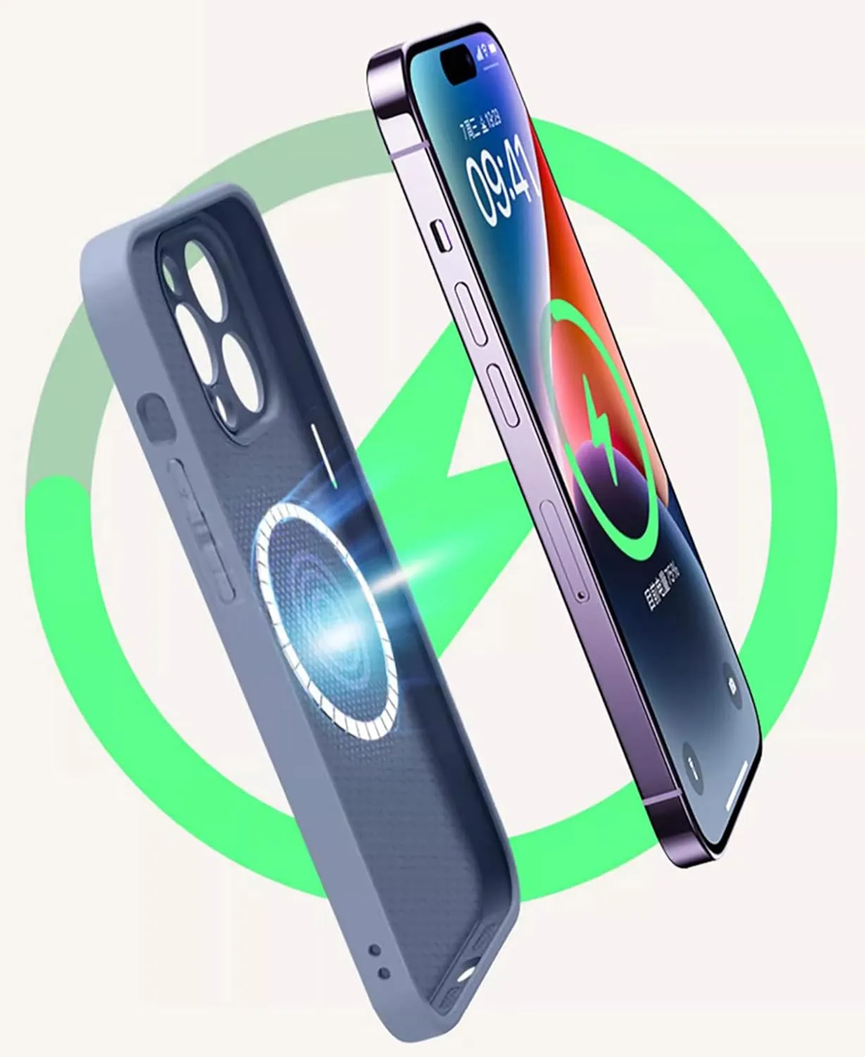 for iPhone Circular Blessing Magnetic Mobile Phone Case Magnetic Full Cover Anti-Fall Glass Mini Wave Protective Cover (Gray,iPhone 13)