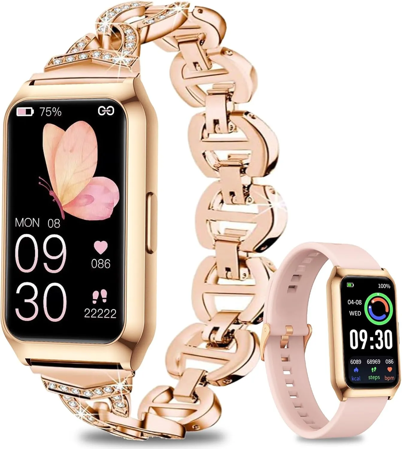 GADIXY Fitness Tracker,Smart Watch with 24/7 Heart Rate/Step/Calories,Activity Tracker,Aluminium Case,Blood Oxygen Sleep Monitor Health Tracker,IP68 Fitness Watches for Women Android&iOS Gold Pink