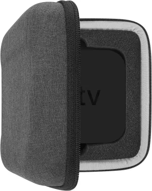 Geekria Shield Case Compatible with 2021 Apple TV 4K (32GB / 64GB) Case, Replacement Hard Shell Travel Carrying Bag with Room for Remote Controllers and Accessories (Grey)