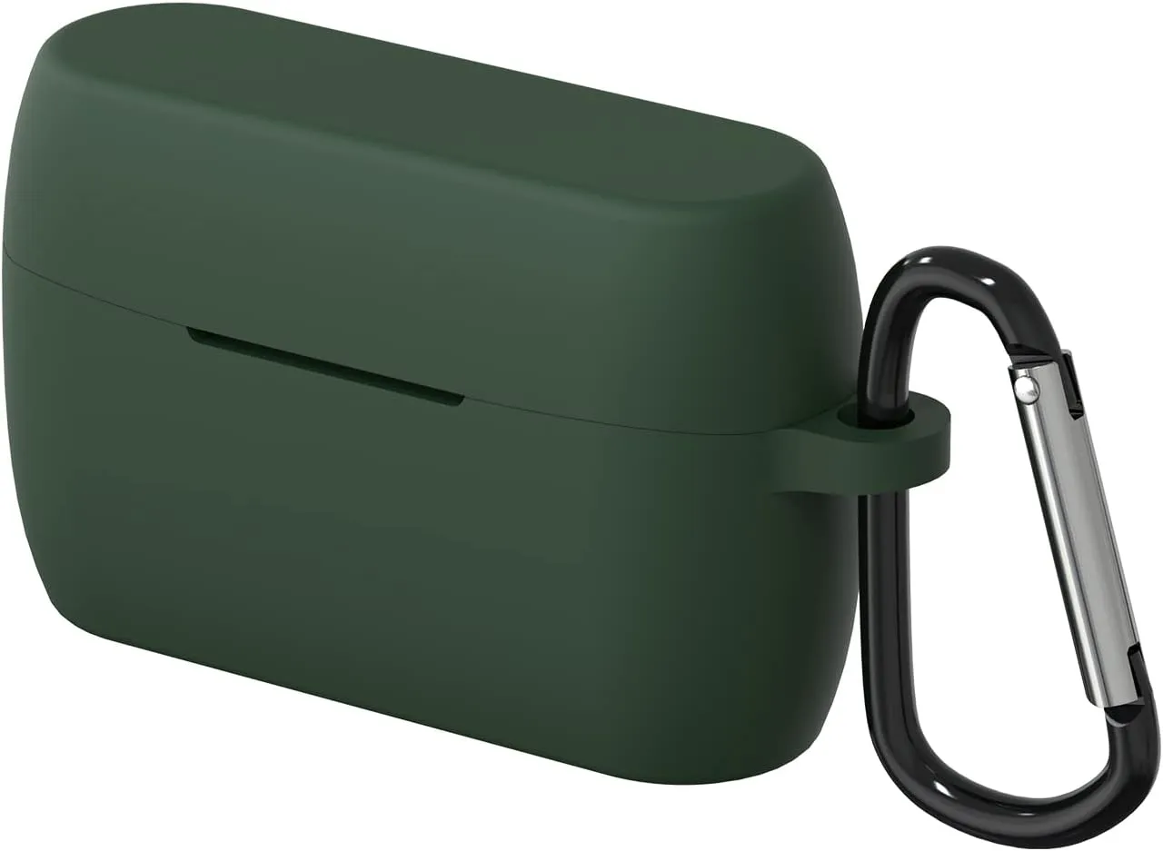 Geekria Silicone Case Cover Compatible with Jabra Elite 5 True Wireless Earbuds, Earphones Skin Cover, Protective Carrying Case with Keychain Hook, Charging Port Accessible