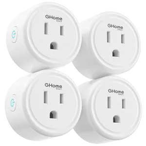 GHome Smart Plug 5GHz, 15A WiFi Smart Plugs That Work with Alexa and Google Home, Smart Home WiFi Outlet with Remote Control & Timer, 5GHz and 2.4GHz Wi-Fi Compatible, ETL FCC Listed, White, 4 Pack