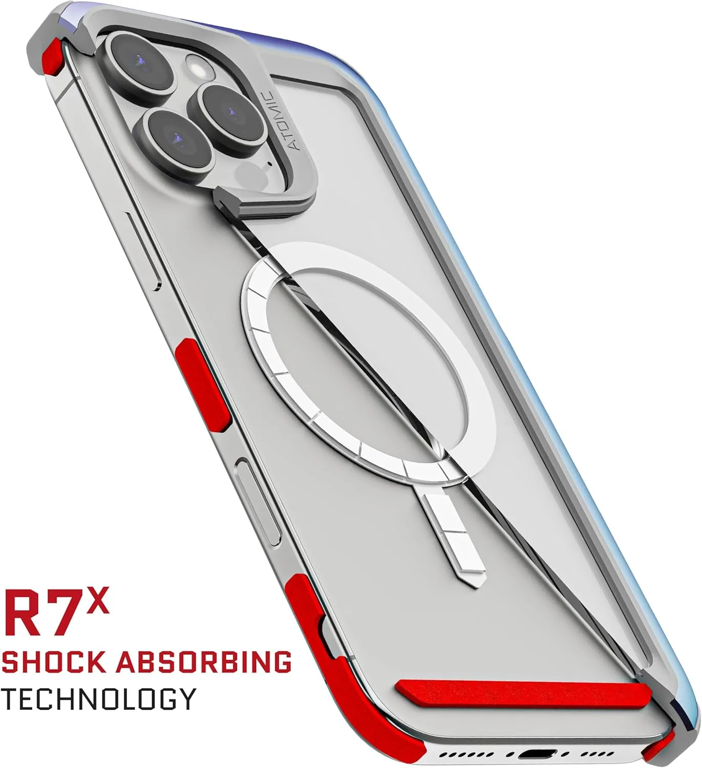 Ghostek Atomic Slim iPhone 16 Pro Max Case, Compatible with Apple MagSafe Accessories, Aluminum Metal Bumper, Shockproof Drop Protection (6.9 Inch, Prismatic)