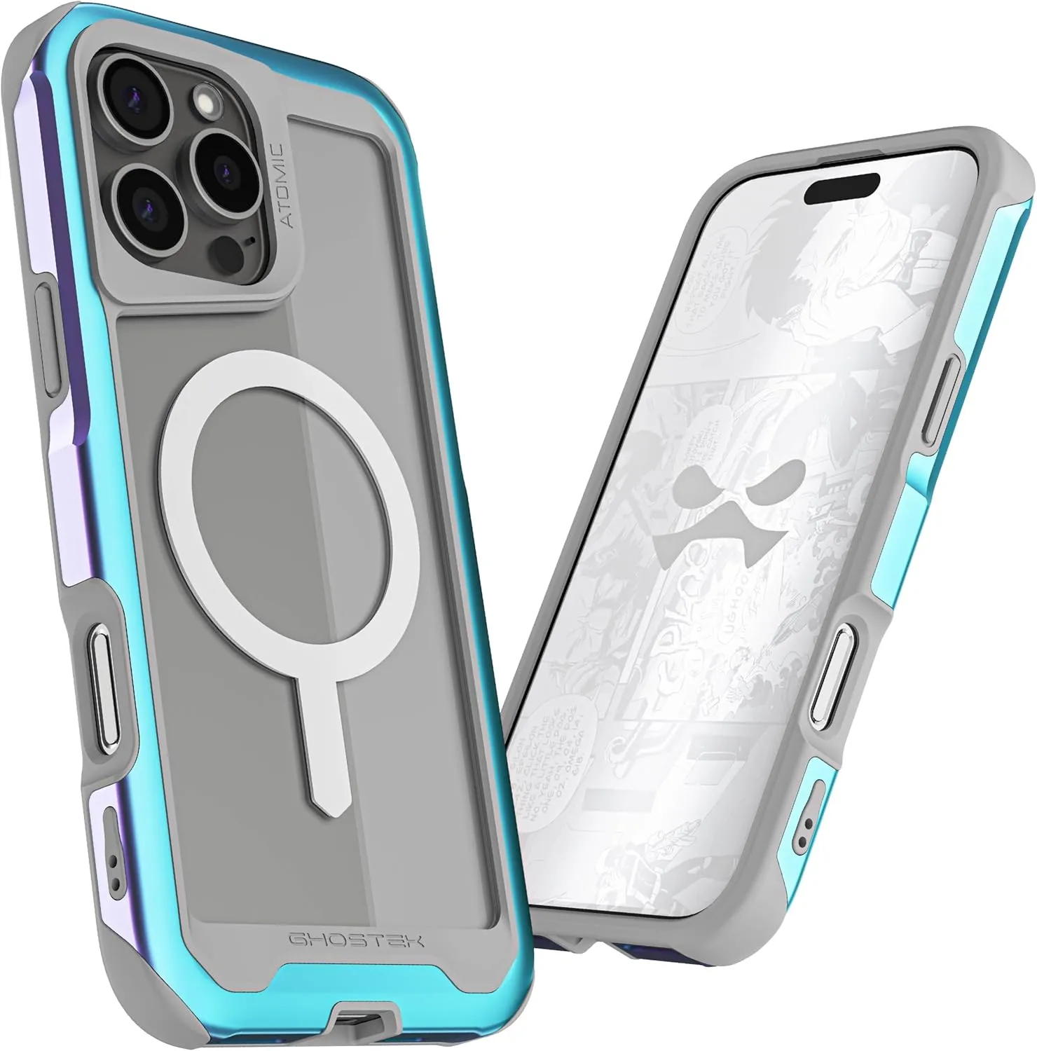 Ghostek Atomic Slim iPhone 16 Pro Max Case, Compatible with Apple MagSafe Accessories, Aluminum Metal Bumper, Shockproof Drop Protection (6.9 Inch, Prismatic)