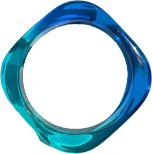 GIGB PBDK Chunky Transparent Colorful Acrylic Bracelet,Wide Thick Square Round Bangle,Resin Simple Blue Gradient Neon Statement Bracelet for Wome