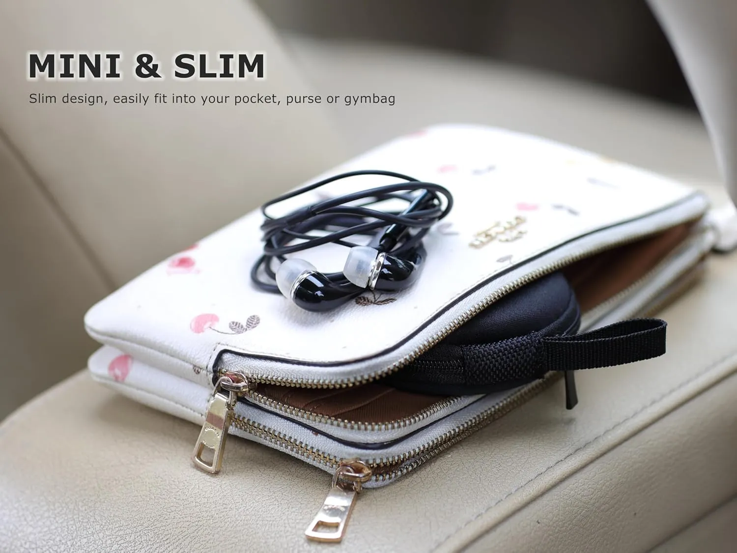 Ginsco Mini-Portable Hard Shell Earbuds Case for Apple EarPods Headphones USB-C Wired Ear Buds, for Samsung Galaxy Wired Earbuds, for JBL Endurance Run 2, Travel Case for Earphones and Earplugs
