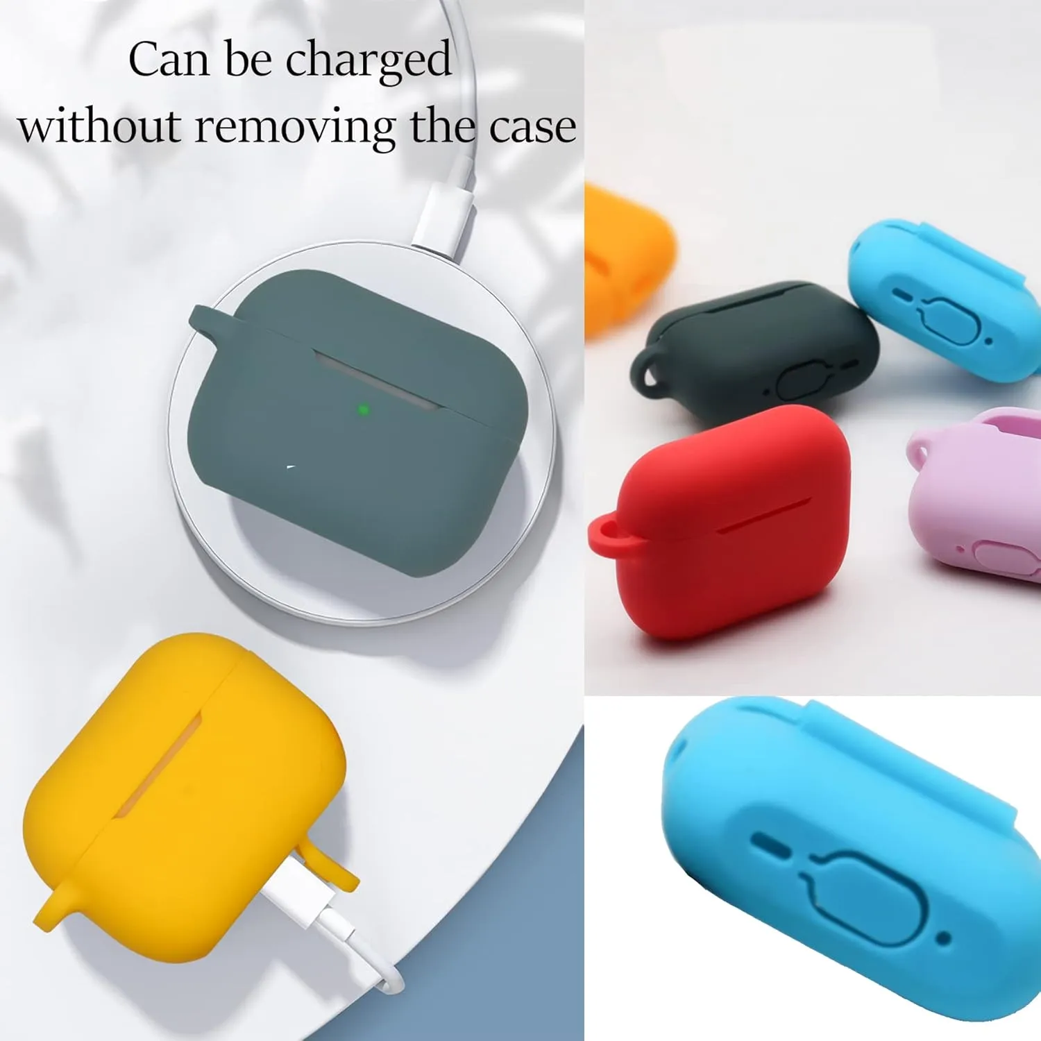 Glow Case for Apple Airpods Pro 2 (Glow in Dark),Fluorescence Silicone Case for Item Finder Headphone Case Cover,Luminous Holder with 2 Keychain Carabiner,Glow Blue