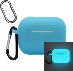 Glow Case for Apple Airpods Pro 2 (Glow in Dark),Fluorescence Silicone Case for Item Finder Headphone Case Cover,Luminous Holder with 2 Keychain Carabiner,Glow Blue