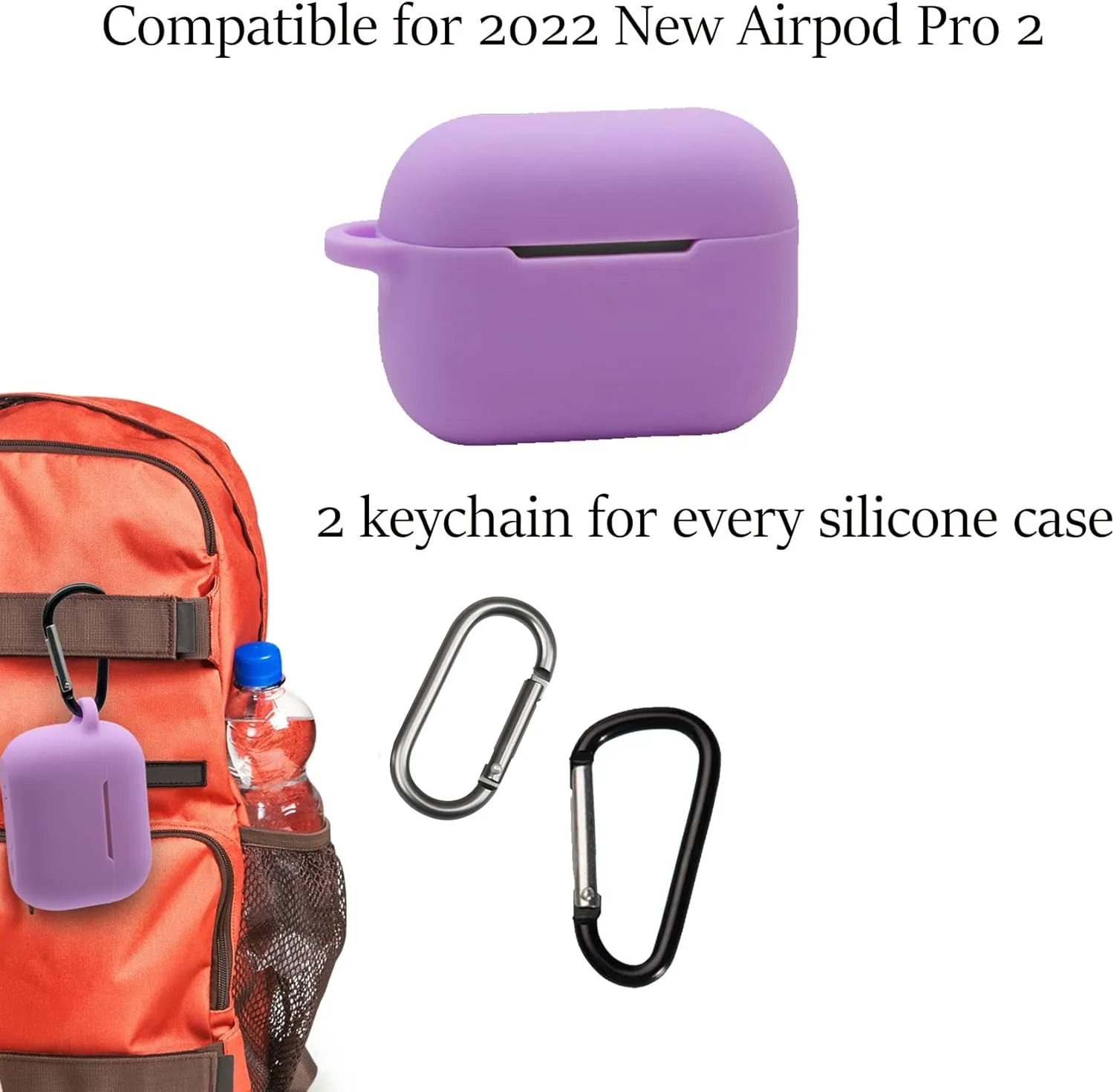 Glow Case for Apple Airpods Pro 2 (Glow in Dark),Fluorescence Silicone Case for Item Finder Headphone Case Cover,Luminous Holder with 2 Keychain Carabiner,Glow Blue