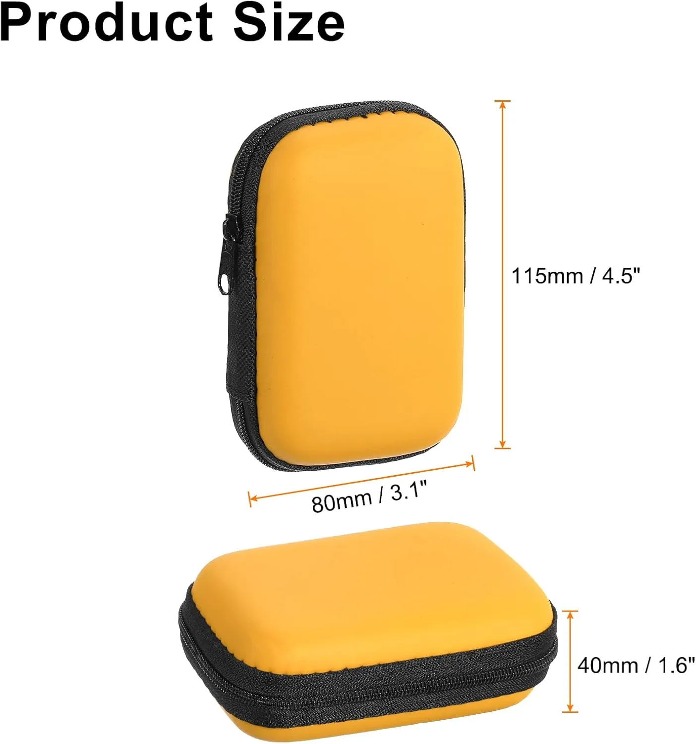 HARFINGTON Earbuds Cases, Wired Earphone Case Holder, EVA Ear Buds Case Zipper Organizer Small with Mesh Pocket for USB Cable, Earphones, Yellow