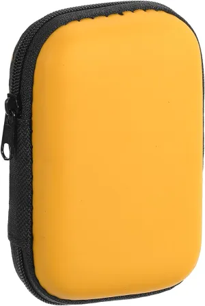HARFINGTON Earbuds Cases, Wired Earphone Case Holder, EVA Ear Buds Case Zipper Organizer Small with Mesh Pocket for USB Cable, Earphones, Yellow
