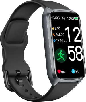 Health Fitness Tracker with 24/7 Heart Rate, Blood Oxygen, Blood Pressure, Sleep Tracker, 5ATM Waterproof Activity Trackers with Step Tracker, Pedometer (S & L Bands Included)